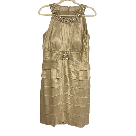 Jessica‎ Howard golden wedding guest dress size 14 petite - Picture 1 of 7